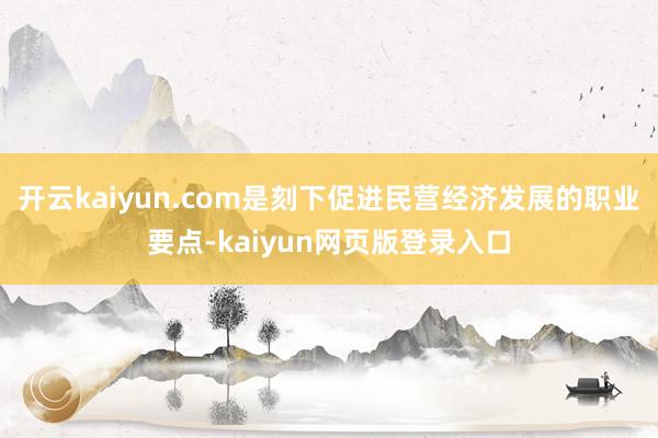 开云kaiyun.com是刻下促进民营经济发展的职业要点-kaiyun网页版登录入口